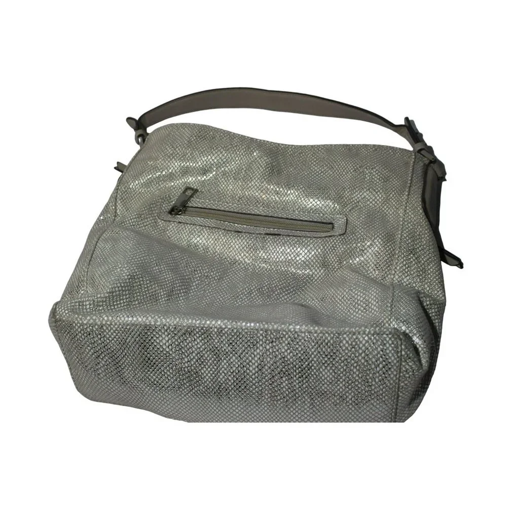 Sondra Roberts Squared Faux Snakeskin‎ Gray Hobo Handbag Purse